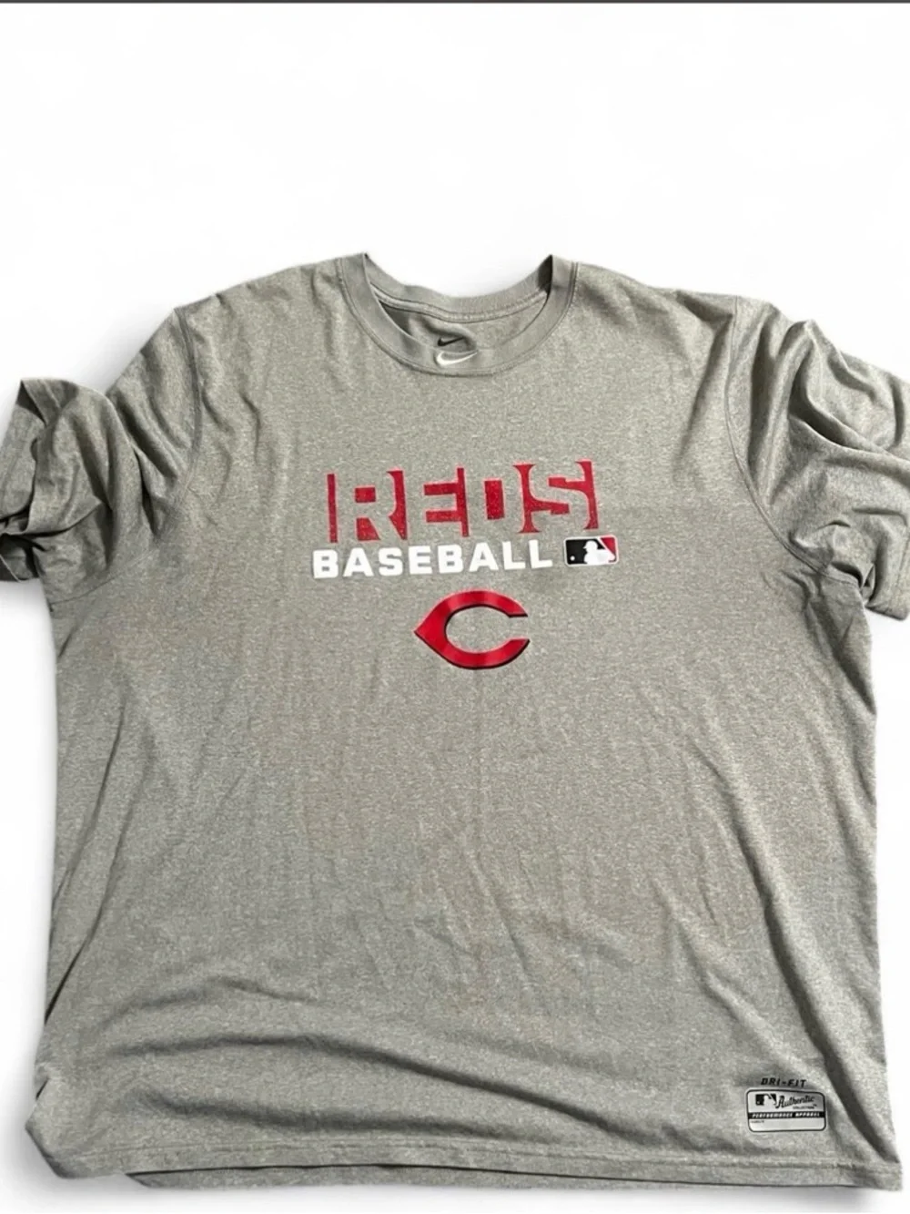 Nike Gray Reds Baseball Tee with Red Logo